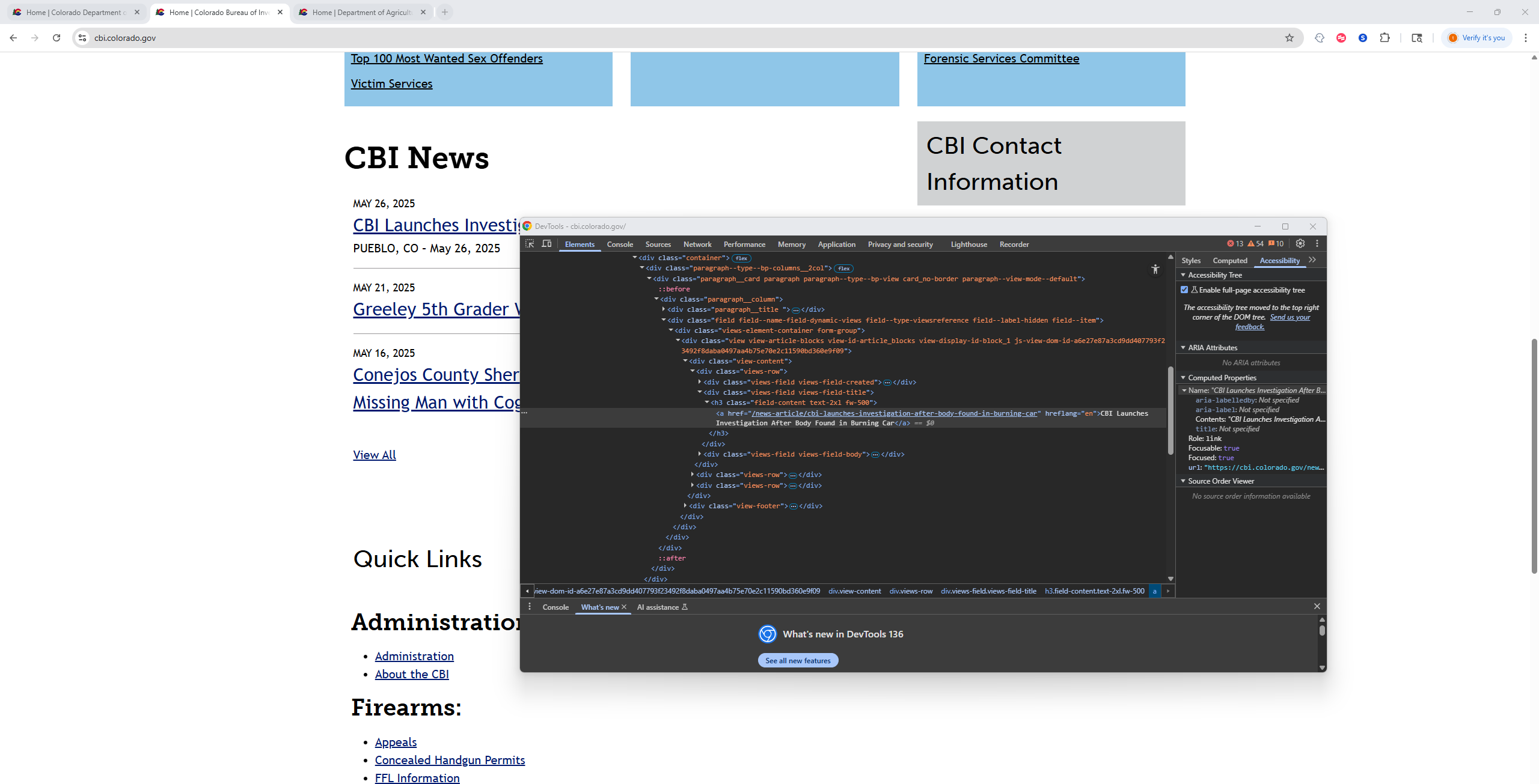 Screenshot showing article heading in view card as H3s and not H4s (heading level)