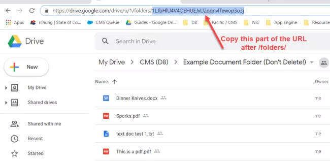 Copy the Folder ID in Google Drive
