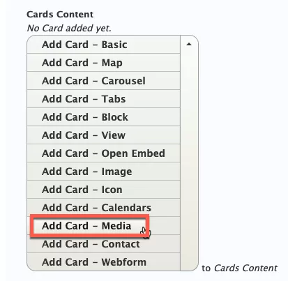 Add Card - Media screenshot