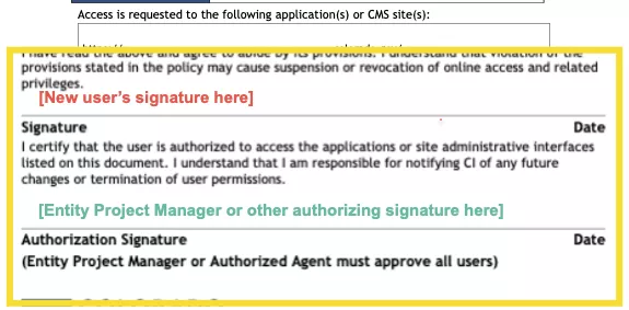 Security Agreement Signatures field screenshot