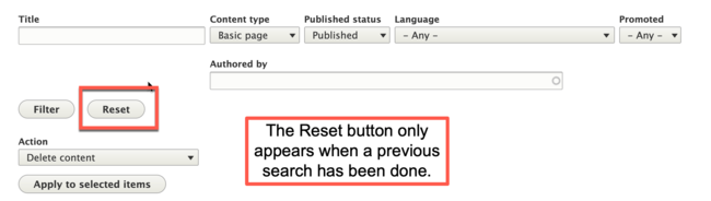 Reset Button - Content Overview screenshot