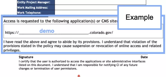 security agreement URL field screenshot