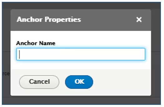 Anchor Name field screenshot