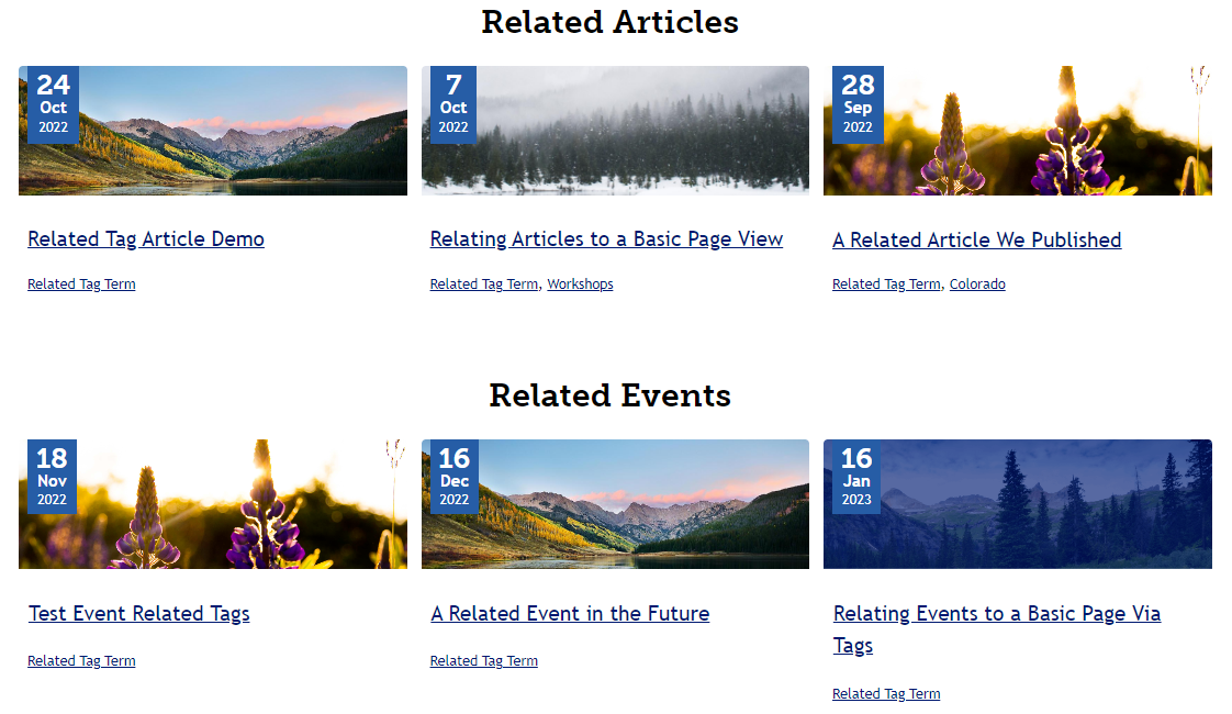 Screenshot of Related Content Views