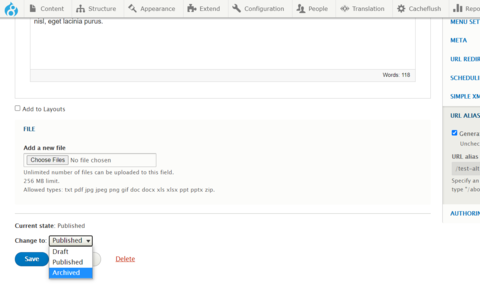 screenshot of saving a page as "archived"