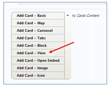 screenshot showing how to add a view card